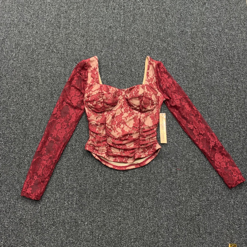 Almost Famous Lace Corset Ruched Top Women S Red nwt coquette romantic goth